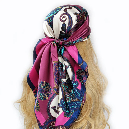 90*90cm Silk Scarf Headwraps For Women Fashion Accessory